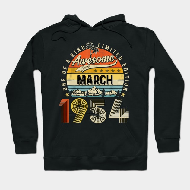 Awesome Since March 1954 Vintage 69th Birthday Hoodie by Vintage White Rose Bouquets